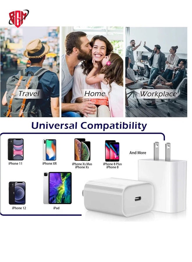 BGM 20W Fast iPhone Charger PD 3.0 USB C Charger Adapter with USB C Cable Compatible for iPhone Charger 13, 12, 11, Mini, X Series and Later (Charger)  - Image 2