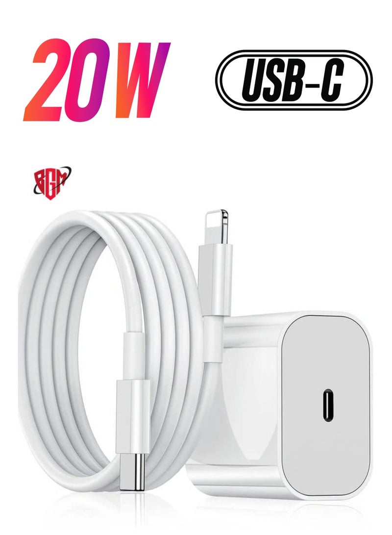 BGM 20W Fast iPhone Charger PD 3.0 USB C Charger Adapter with USB C Cable Compatible for iPhone Charger 13, 12, 11, Mini, X Series and Later (Charger)  - Image 1
