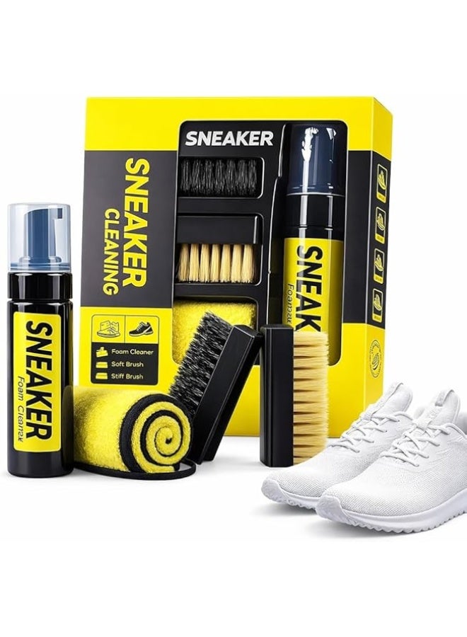 Complete Sneaker Care Kit – Fast Foam Cleaner – Dual All-Around Cleaning Brushes – Microfiber Towel – Ultimate Shoe Maintenance Solution - Image 1