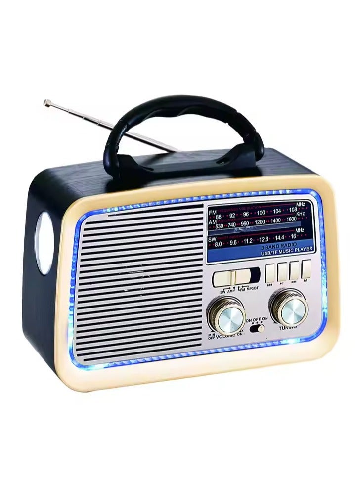 الذاكرة السريعة راديو  HI-FI بثلاث قنوات FM - AM - SW ذهبي/بني/أسود بلوتوث AUX بطاقة TF قرص فلاش USB - Image 1