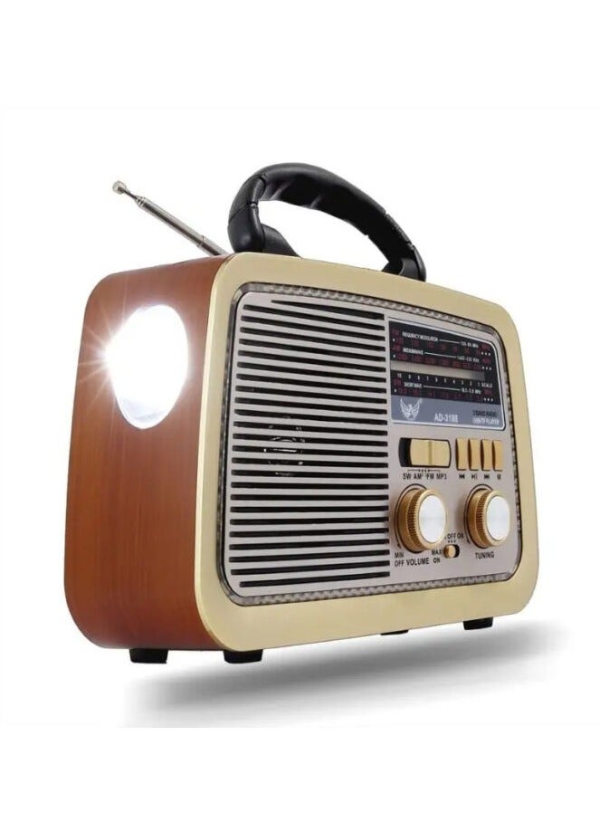 Radio FM - AM - SW Gold/Brown/Black Bluetooth Portable Audio TF Card  USB Flash disk Aux playback - Image 2