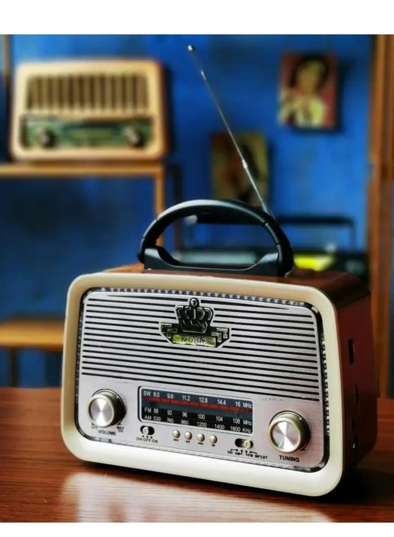 Radio FM - AM - SW Gold/Brown/Black Bluetooth Portable Audio TF Card  USB Flash disk Aux playback - Image 5