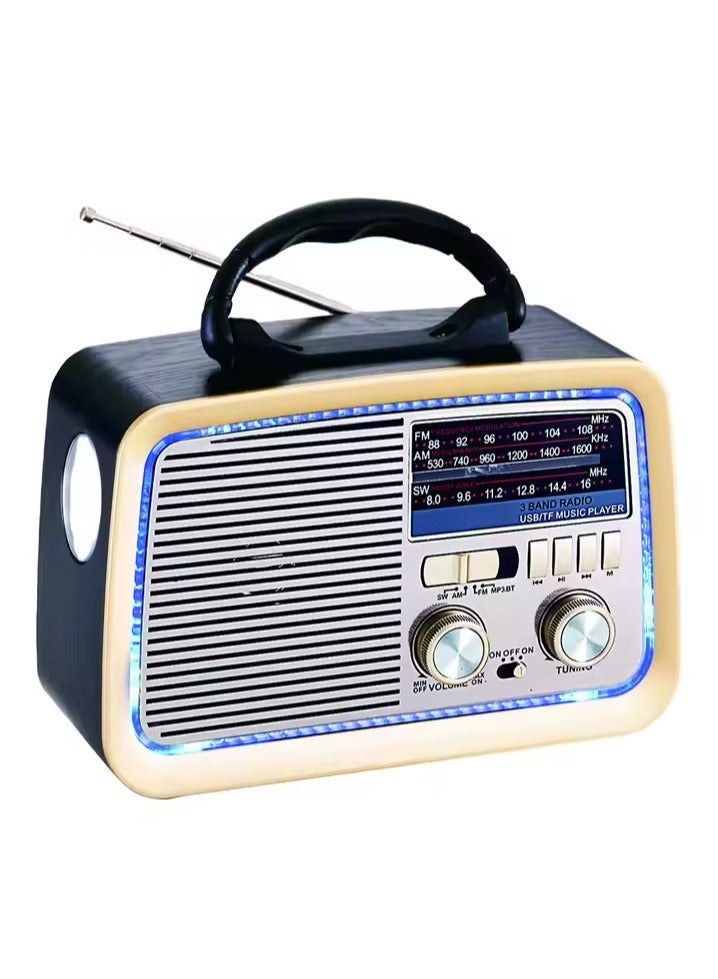 Radio FM - AM - SW Gold/Brown/Black Bluetooth Portable Audio TF Card  USB Flash disk Aux playback - Image 1