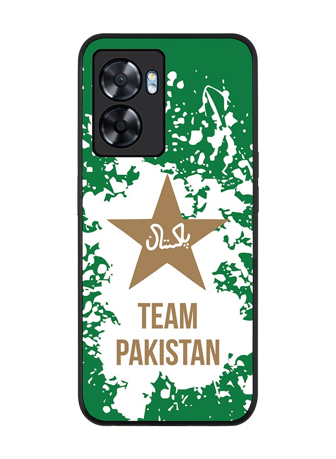 Stylizedd Rugged Black edge case for Oppo A77 5G / Oppo A57 5G, Slim fit Soft Case Flexible Cover - Team Pakistan - Image 1