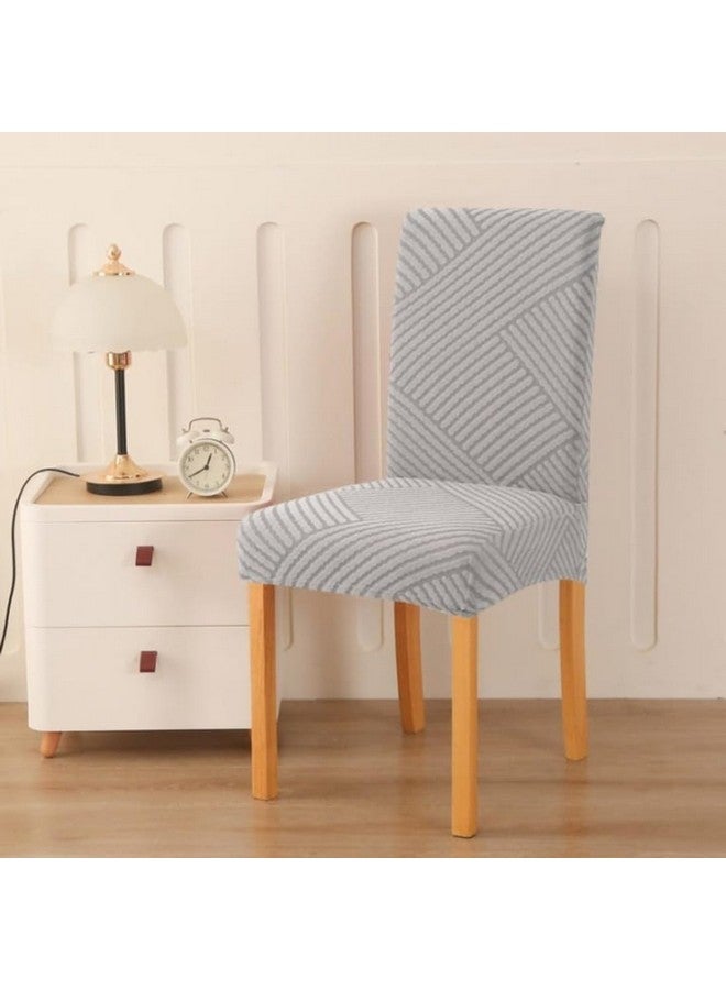 Styleys Jacquard Chair Cover Stretch Removable Washable Dining Chair Cover Protector Seat Slipcover (Pack of 8, Light Grey, JDMC5) - Image 2