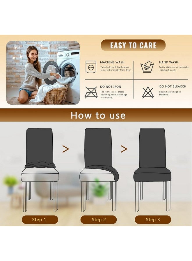 Styleys Jacquard Chair Cover Stretch Removable Washable Dining Chair Cover Protector Seat Slipcover (Pack of 8, Light Grey, JDMC5) - Image 4