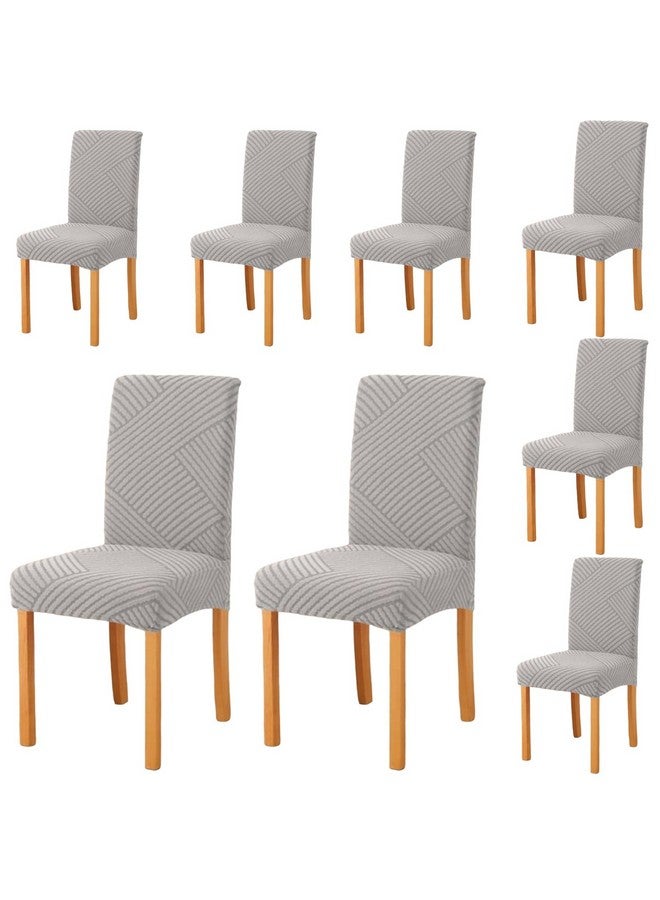 Styleys Jacquard Chair Cover Stretch Removable Washable Dining Chair Cover Protector Seat Slipcover (Pack of 8, Light Grey, JDMC5) - Image 1