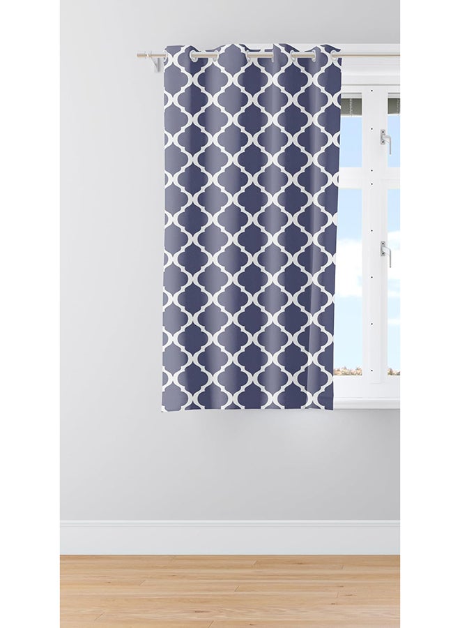 Cartela Curtains ستارة مطبوعة (أزرق داكن، 130 عرض × 160 ارتفاع) - Image 1