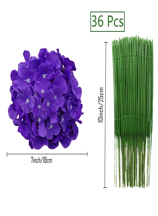 FagusHome Silk Hydrangea Heads 36 Pcs Artificial Flowers Heads and 3 Dozens Stems Fake Hydrangea Flowers with Stems for Home Wedding Decor (Light Purple) - Image 2