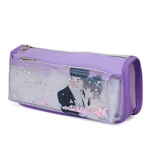 INSTABUYZ Insta buyz Transparent Zipper Pencil Pouch (Transprent Purple) - Image 2