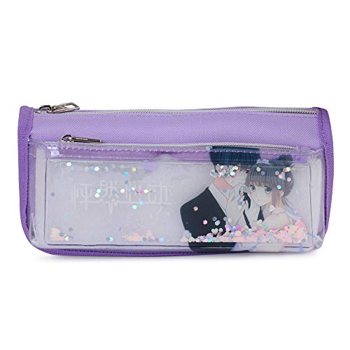 INSTABUYZ Insta buyz Transparent Zipper Pencil Pouch (Transprent Purple) - Image 1