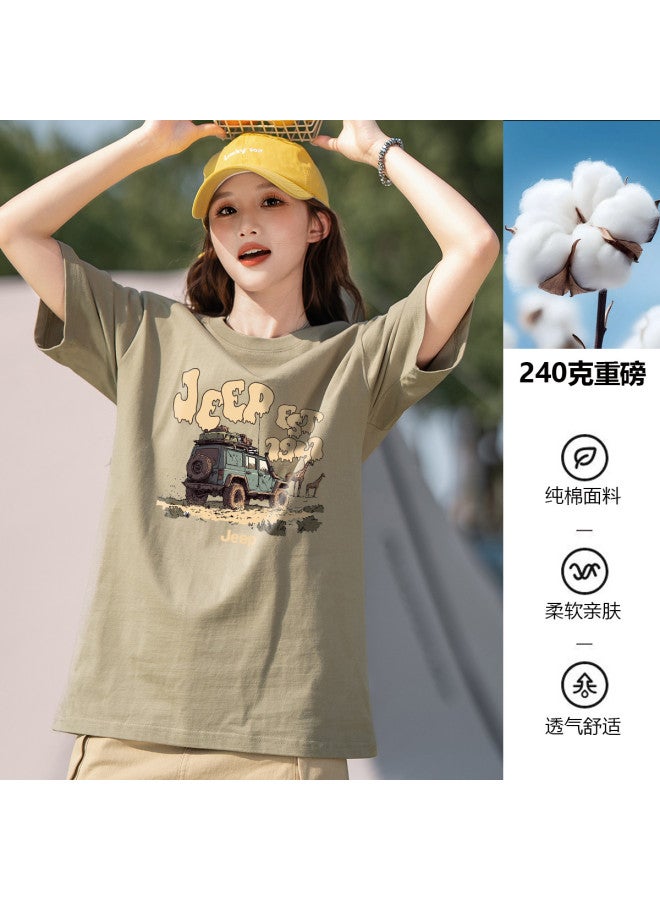 Jeep Women'S Short Sleeve T-Shirt 2025 Summer New Loose Comfortable Cotton Round Neck Top Fashion Versatile Women'S Clothing - Image 2