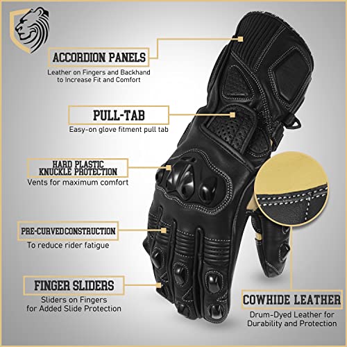 Riparo Genuine Leather Full Gauntlet Motorcycle Gloves Street Riding Gloves Hand Protection with Mobile Phone Touchscreen Motorbike Racing Cruiser Glove (XX-Large, Black) - Image 3