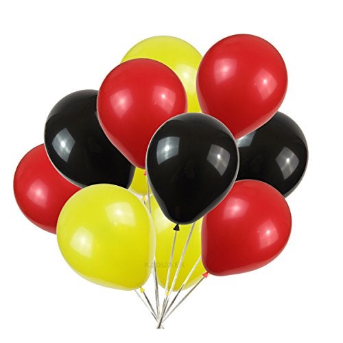 KADBANER Red Yellow Black Balloons100 Pack 12 Inch Latex Balloons - Image 1