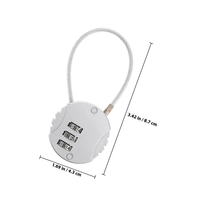 Silver Metal 3 Digit Resettable Combination Padlock for Suitcase Backpack Gym Locker - Image 3