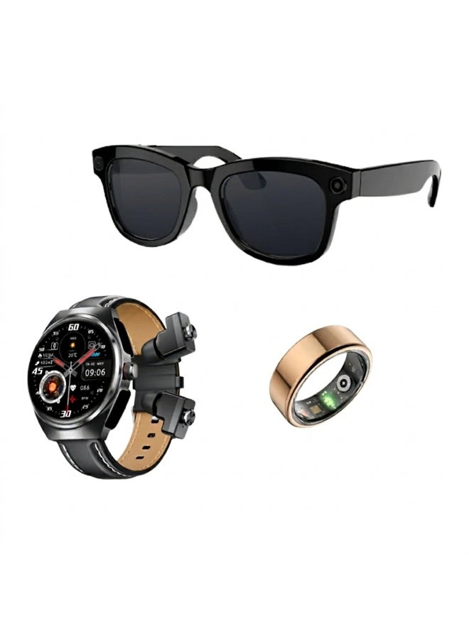 Merlin Smart Lifestyle Bundle with Smart Ring | Fitness Tracker, Health Monitor, Built-in Earbuds, AI Camera Glasses, Sleep & Heart Rate Tracking for Men & Women - Image 1