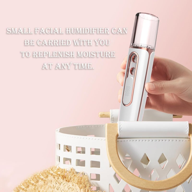Nano Facial Mister, Cool Mist Face Steamer Visual Water Tank, Nano Mister for Eyelash Extensions, with 2 Spray Nozzle, USB Rechargeable, Skin Care, Daily Makeup, Deep Hydrating, Pink - Image 5