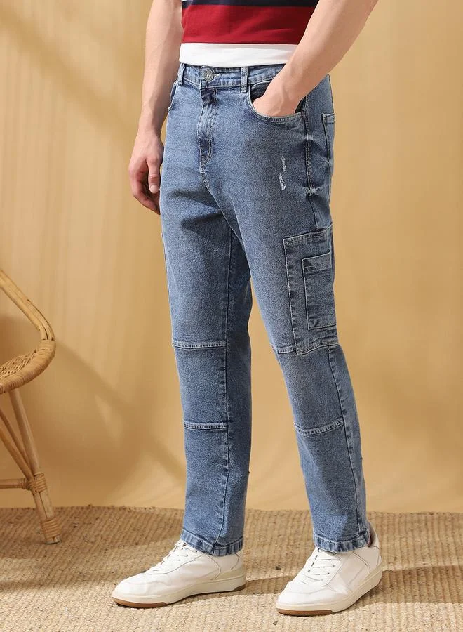 Dennis Lingo Men's Indigo 100% Cotton Solid Pattern Full Length Relaxed Jeans