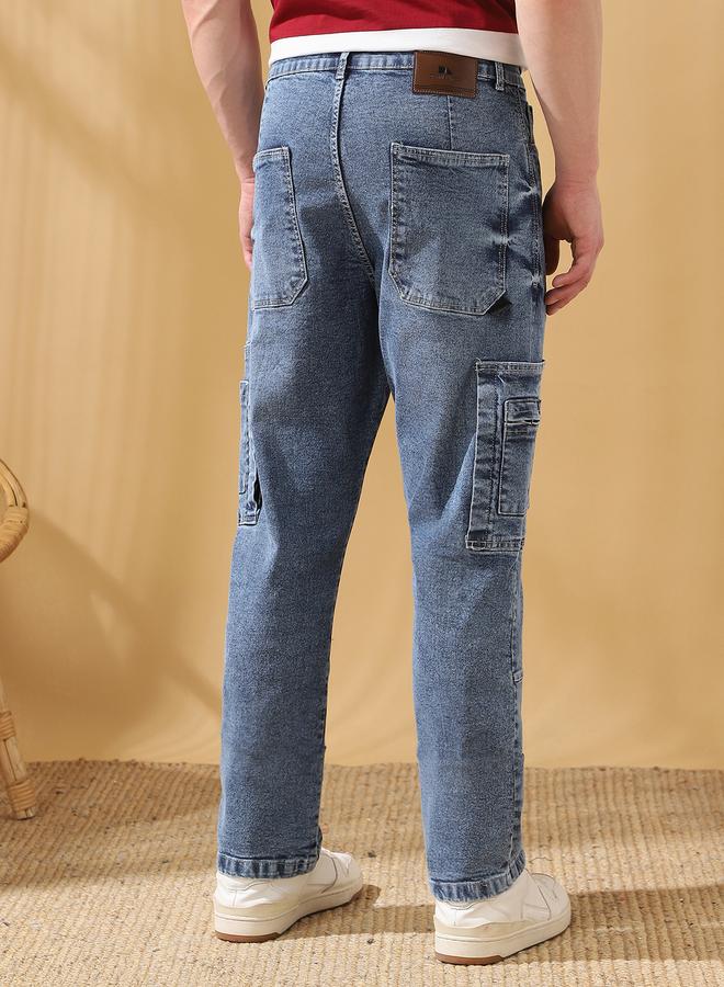 Dennis Lingo Men's Indigo 100% Cotton Solid Pattern Full Length Relaxed Jeans  - Image 5