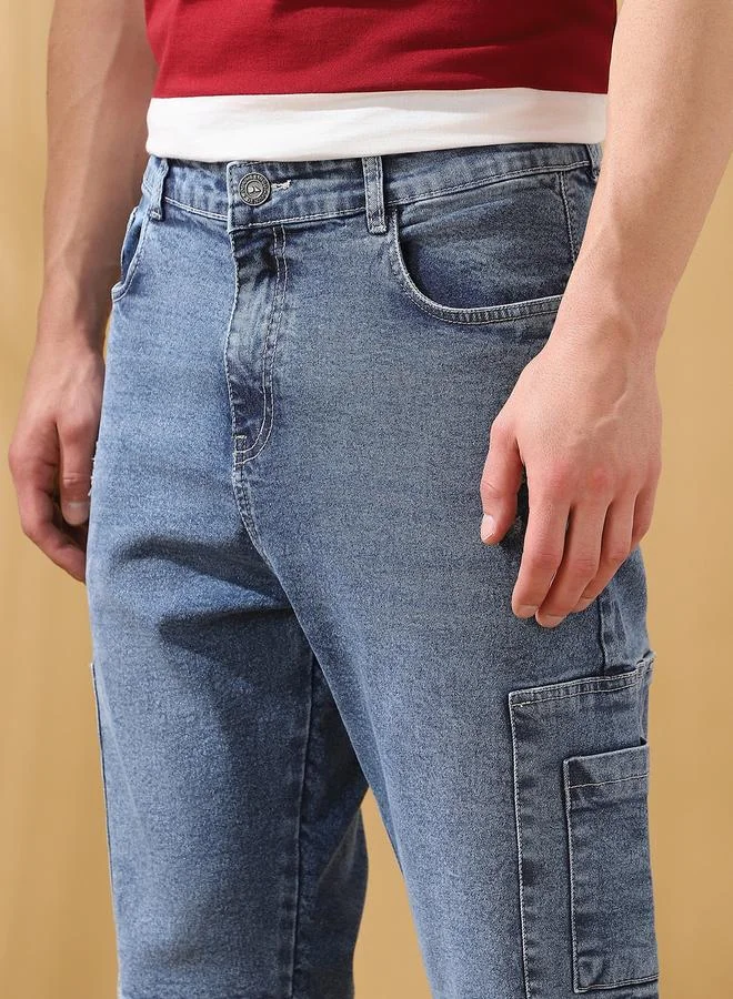 Dennis Lingo Men's Indigo 100% Cotton Solid Pattern Full Length Relaxed Jeans