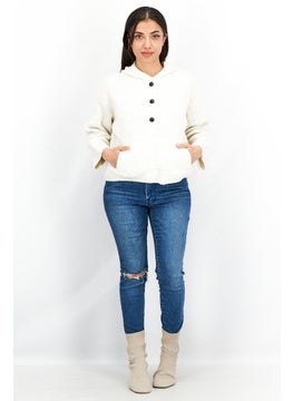 TOPSHOP Women Long Sleeve Textured Hooded Sweater, Ivory  - Image 4