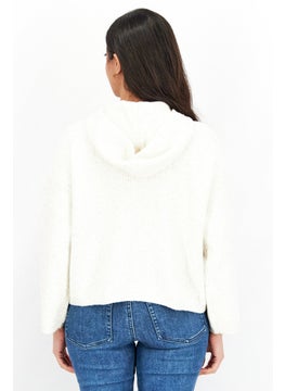 TOPSHOP Women Long Sleeve Textured Hooded Sweater, Ivory  - Image 3