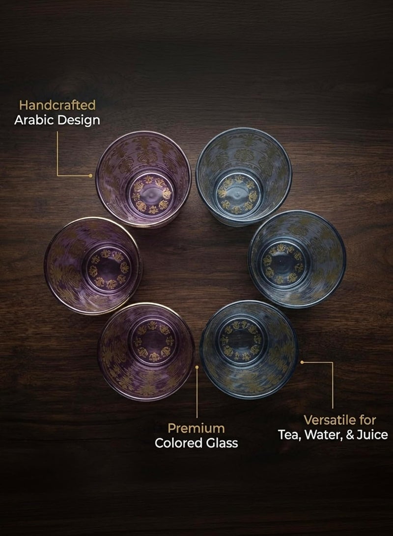 Cuisine Art Juda Deco Moroccan Glass Set, 6 Pieces - Traditional Moroccan Tea Glasses for Mint Tea, Water & Juice – Handcrafted Arabic Style Glassware for Home, Dining & Gifting (Multicolor) - Image 5