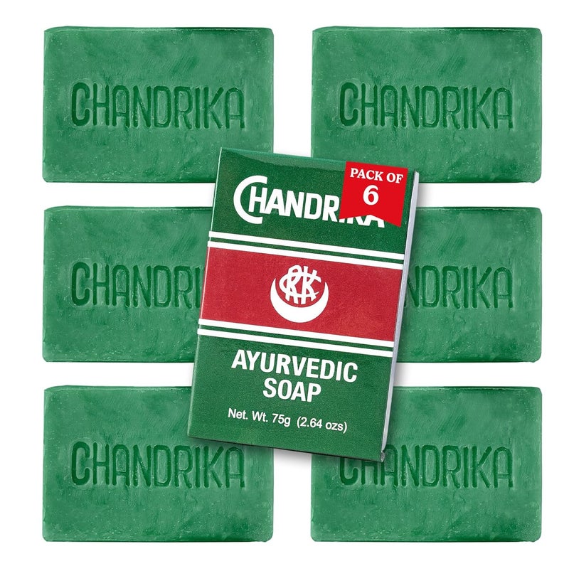 Chandrika صابون شاندريكا الأيورفيدي 3 أونصات عبوة من 6