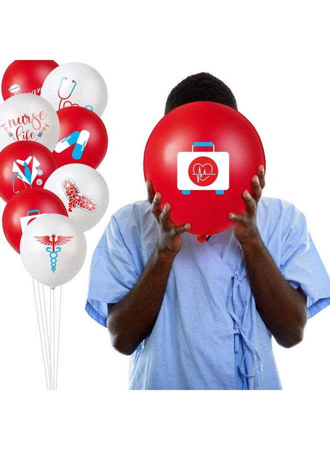 Skylety 48 Pieces Nurse Balloons 12 Inch Red and White Nursing Latex Balloons Nurse Graduation Decoration for Nurse Party Decoration Supplies - Image 5