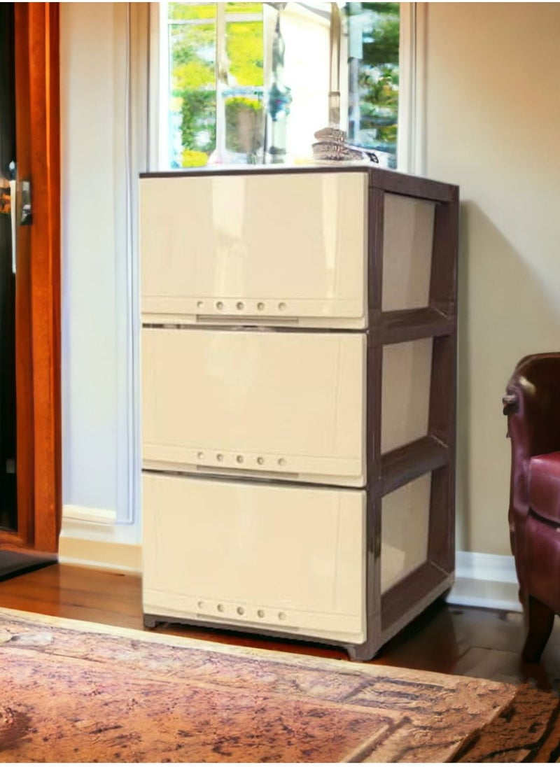 Faller 3-Layer Storage Drawer Cabinet Brown/Beige 42x64x34 cm  - Image 1