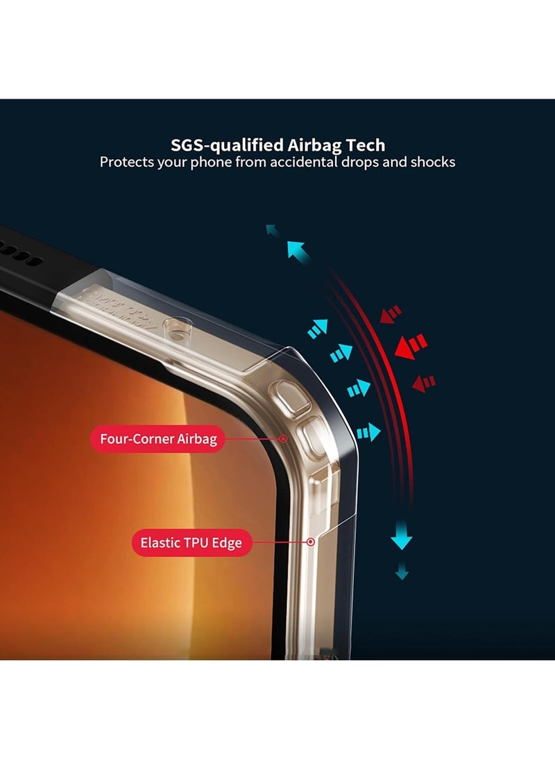 Adando for Xiaomi 17 Ultra Case, 360° Rotatable Magnetic Ring Stand Back Cover, TPU+PC Shockproof Protection Mobile Phone Case, Anti-Yellowing Slim Fit Protective Casing (Black Translucent) - Image 2