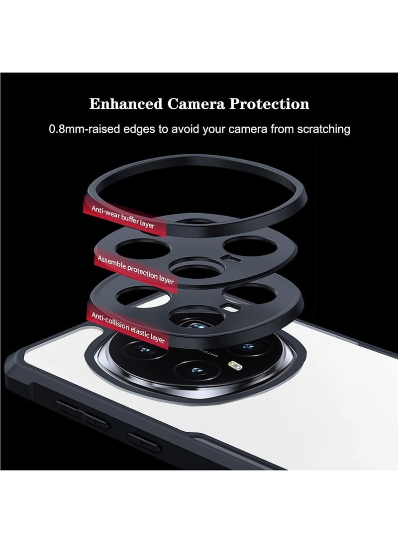 Adando for Xiaomi 17 Ultra Case, 360° Rotatable Magnetic Ring Stand Back Cover, TPU+PC Shockproof Protection Mobile Phone Case, Anti-Yellowing Slim Fit Protective Casing (Black Translucent) - Image 4