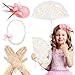 Sintege 4 Pcs Girls Tea Party Set Girls Tea Party Accessories Gloves Hats Necklace Fans for ToddlerChampagne - Image 3