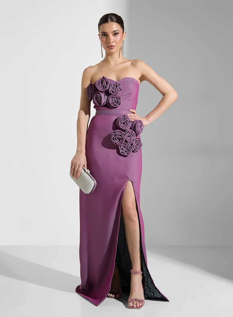 Iyra Floral Strapless Gown Dress