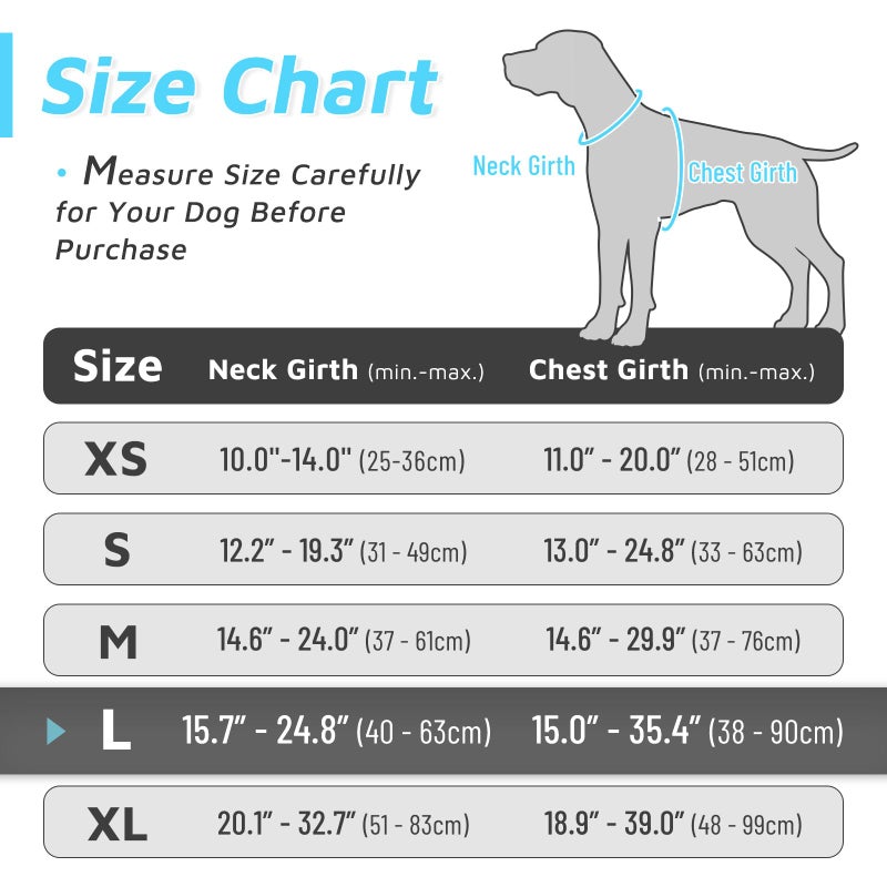 Eagloo Dog Harness for Large Dogs, No Pull Service Vest with Reflective Strips and Control Handle, Adjustable and Comfortable for Easy Walking, No Choke Pet Harness with 2 Metal Rings, Sky Blue, L - Image 2