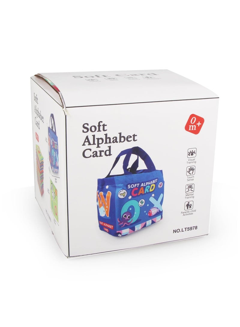 بطاقات الحروف الناعمة للأطفال، ألعاب تعليمية مبكرة قابلة للغسل، set من 26 بطاقة للأبجدية والأرقام لتعلم ABC للأطفال الرضع والصغار من 0 إلى 3 سنوات (حروف مع صندوق). - Image 1