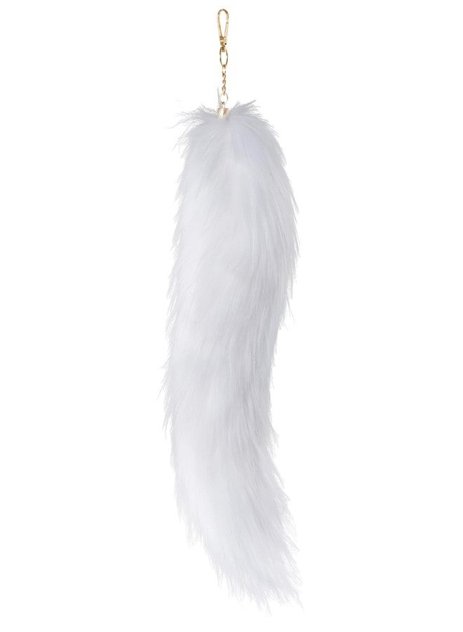 Yookat Faux Fox Tail Artificial Fox Tail Faux Cat Tail Fox Tail Cosplay for Halloween Costume (White) - Image 1