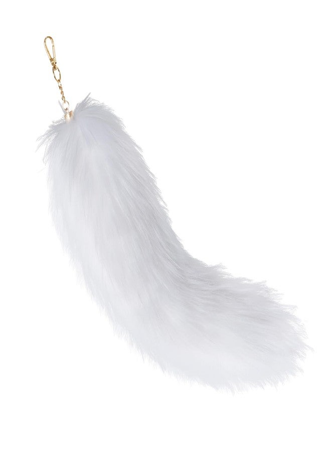 Yookat Faux Fox Tail Artificial Fox Tail Faux Cat Tail Fox Tail Cosplay for Halloween Costume (White) - Image 3