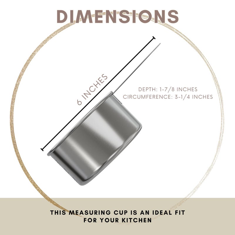 Knupp Co. 1 Cup Stainless Steel Measuring Cup | Sturdy Metal 250 ml | 240 cc | 8 oz | Single Cup for Wet and Dry Ingredients | Great for use as 1 Cup Dog Food Scoop - 1 PK - Image 3