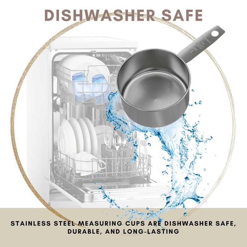 Knupp Co. 1 Cup Stainless Steel Measuring Cup | Sturdy Metal 250 ml | 240 cc | 8 oz | Single Cup for Wet and Dry Ingredients | Great for use as 1 Cup Dog Food Scoop - 1 PK - Image 4