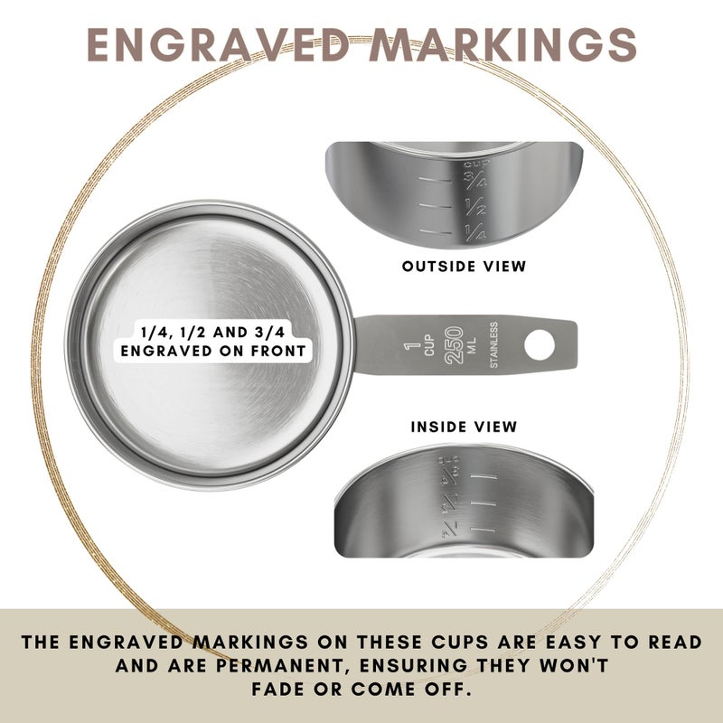 Knupp Co. 1 Cup Stainless Steel Measuring Cup | Sturdy Metal 250 ml | 240 cc | 8 oz | Single Cup for Wet and Dry Ingredients | Great for use as 1 Cup Dog Food Scoop - 1 PK - Image 5