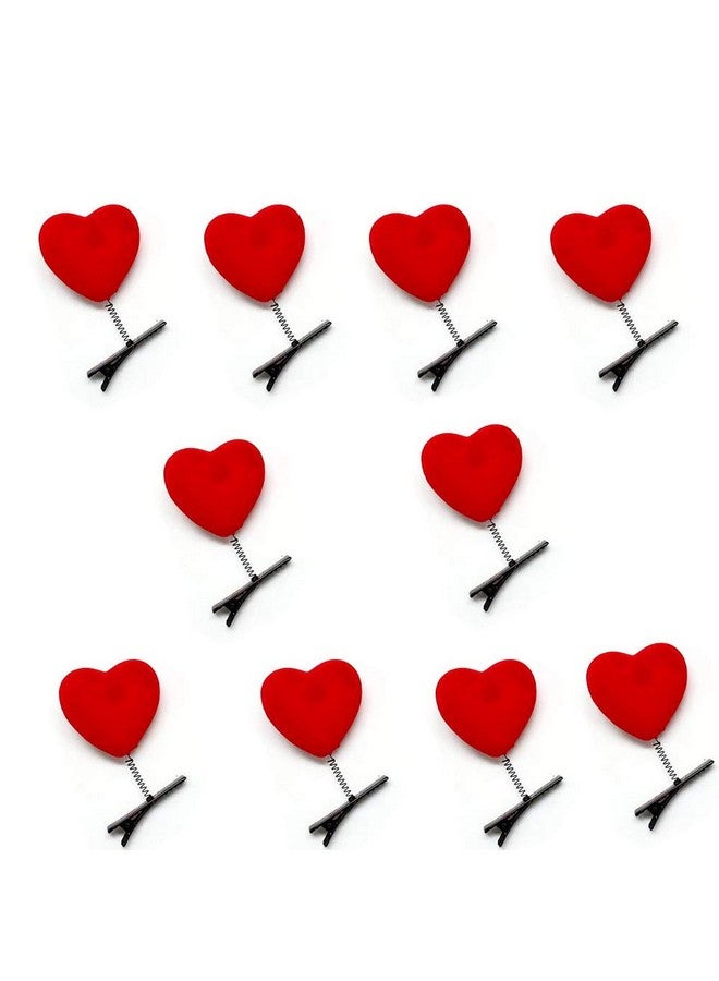 BinaryABC مشابك شعر قلب أحمر ليوم الحب، دبابيس شعر، قبعات رأس، مستلزمات يوم الحب 10 قطع - Image 1