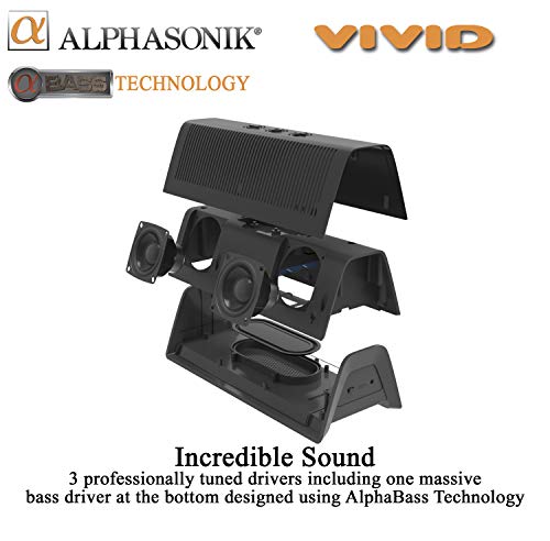 Alphasonik VIVID Home Wireless Bluetooth Portable Speaker with HD Sound and Bass, Built-in Mic, Micro USB, Auxilliary 3.5mm and Built in long lasting Battery for iPhone, Samsung - Image 4