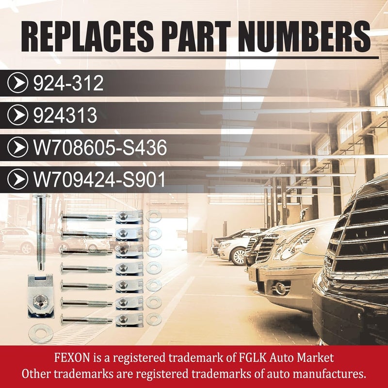 FEXON طقم أدوات تثبيت سرير الشاحنة FEXON - مجموعة من 8 براغي، غسالات، وصواميل محبوسة لفورد F-150، F-250، لينكولن مارك LT - Image 3