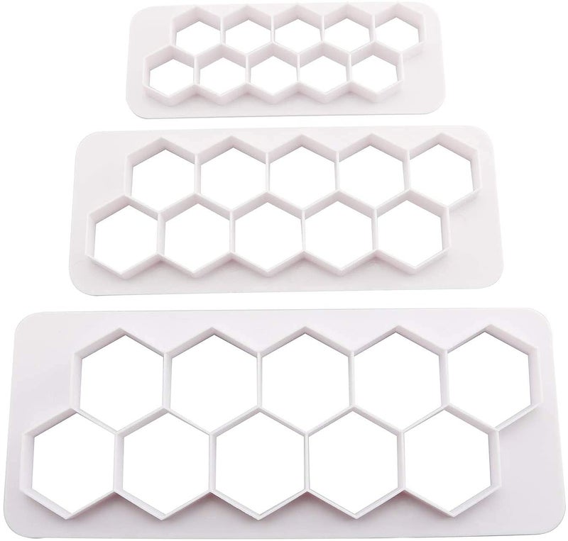 Dycica Hexagon Multi Cutter 3 Sizes White Hexagon Cookie Cutter Football Cake Fondant Cake DIY Decorative Mold - Image 3