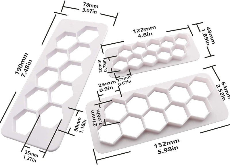 Dycica Hexagon Multi Cutter 3 Sizes White Hexagon Cookie Cutter Football Cake Fondant Cake DIY Decorative Mold - Image 4