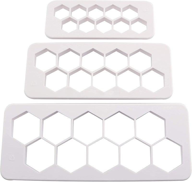 Dycica Hexagon Multi Cutter 3 Sizes White Hexagon Cookie Cutter Football Cake Fondant Cake DIY Decorative Mold - Image 2