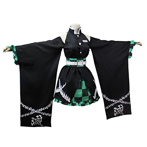 Juejuezi New Women Cosplay Costume Kimono Dress Halloween Off Shoulder Skirt Outfit Adult (3XLarge, Green) - Image 2
