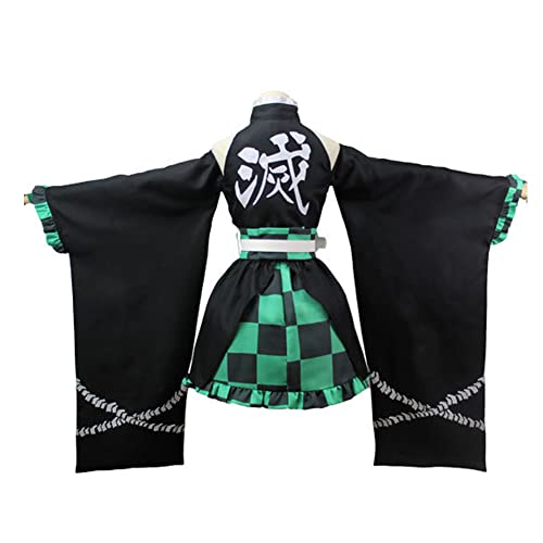 Juejuezi New Women Cosplay Costume Kimono Dress Halloween Off Shoulder Skirt Outfit Adult (3XLarge, Green) - Image 3
