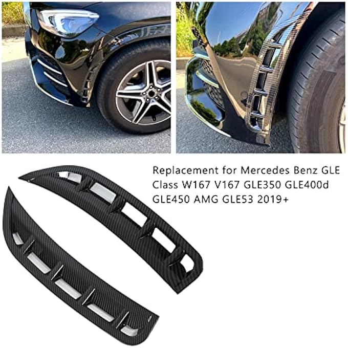 Ymiko Front Bumper Wind Knife Trim Carbon Firber Front Bumper Side Air Vent Trim Cover Replacement for Mercedes Benz GLE Class W167 V167 AMGLine 2019 2020 2021 - Image 2